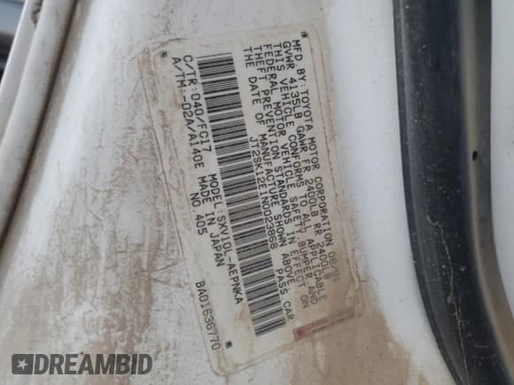 ✅ 1992 Toyota Camry LE • VIN: JT2SK12E1N0023868 • Лот: 81118774. Опубликован ранее на Copart с пробегом 187 146 миль. Бесплатный доступ к архиву аукционных продаж из США и подробный отчёт об истории автомобиля на DreamBid. Изображение 13.