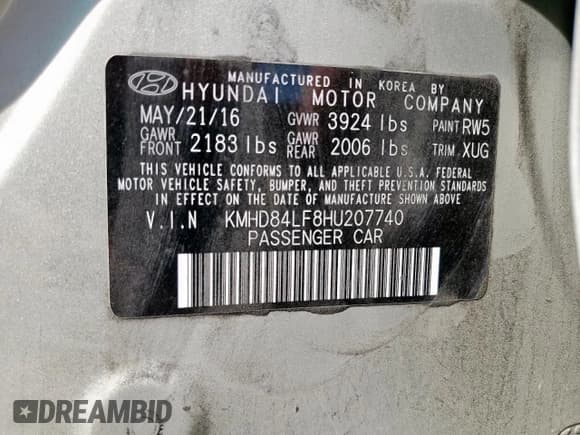 ✅ 2017 Hyundai Elantra SE • VIN: KMHD84LF8HU207740 • Lot: 72046755. Listed on Copart with 121,569 mi. Free auction sales archive from the USA and detailed vehicle history report at DreamBid. Image 13.