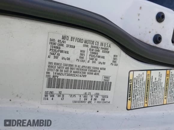 ✅ 2002 Ford Explorer XLT • VIN: 1FMZU73E82ZA16789 • Lot: 42361140. Listed on IAAI with 186,787 mi. Free auction sales archive from the USA and detailed vehicle history report at DreamBid. Image 9.