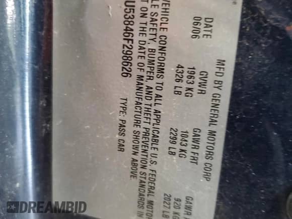 2006 Chevrolet Malibu LTZ z VIN 1G1ZU53846F298626, wystawiony jako Copart lot #59813345 z przebiegiem 148 437 mil mil oraz Szkoda całkowita • Salvage title. Historia ofert i sprzedaży dostępna na DreamBid. Obrazek 13.