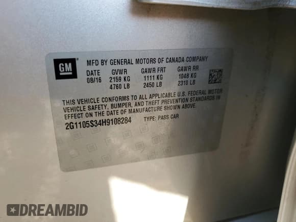 ✅ 2017 Chevrolet Impala LT • VIN: 2G1105S34H9108284 • Лот: 71917774. Опубликован ранее на Copart с пробегом 110 535 миль. Бесплатный доступ к архиву аукционных продаж из США и подробный отчёт об истории автомобиля на DreamBid. Изображение 12.