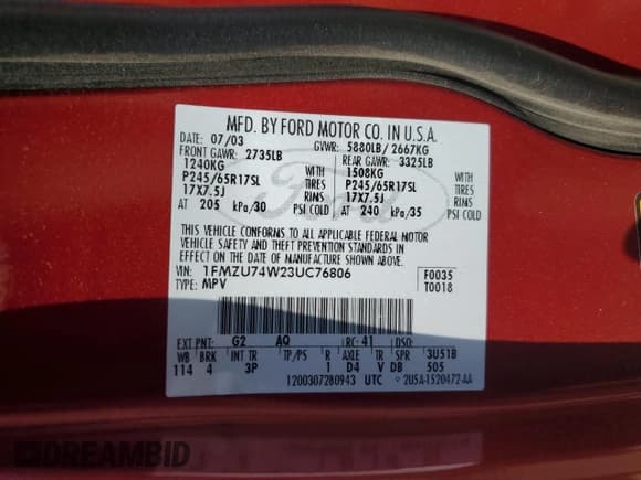 ✅ 2003 Ford Explorer Eddie Bauer • VIN: 1FMZU74W23UC76806 • Лот: 62705025. Опубликован ранее на Copart с пробегом 122 620 миль. Бесплатный доступ к архиву аукционных продаж из США и подробный отчёт об истории автомобиля на DreamBid. Изображение 13.