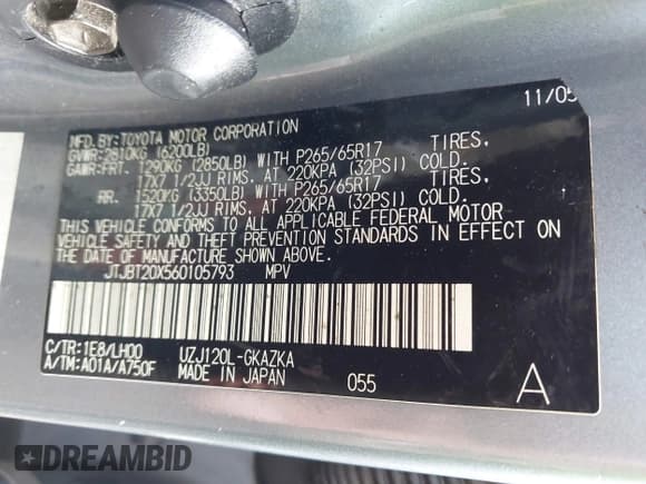 ✅ 2006 Lexus GX 470 • VIN: JTJBT20X560105793 • Lot: 43372066. Listed on IAAI with 230,097 mi. Free auction sales archive from the USA and detailed vehicle history report at DreamBid. Image 9.