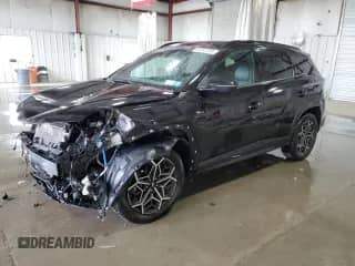2022 Hyundai Tucson N Line z VIN KM8JFCAE1NU151097, wystawiony jako Copart lot #58747205 z przebiegiem 45 104 mil mil oraz Szkoda całkowita • Salvage title. Historia ofert i sprzedaży dostępna na DreamBid. Obrazek 1.