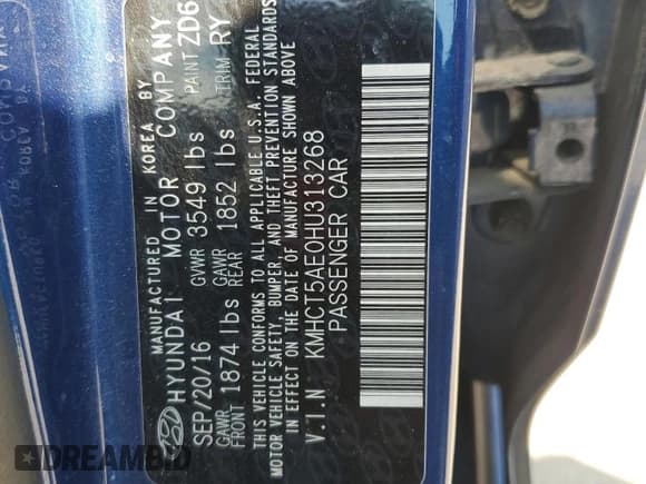 ✅ 2017 Hyundai Accent SE • VIN: KMHCT5AE0HU313268 • Лот: 71088364. Опубликован ранее на Copart с пробегом 133 705 миль. Бесплатный доступ к архиву аукционных продаж из США и подробный отчёт об истории автомобиля на DreamBid. Изображение 12.