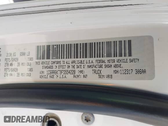 2015 Ram 1500 Express с VIN 1C6RR6KT9FS554228, выставлен на аукционе IAAI как лот 42294203 с пробегом 194 390 миль миль и . История ставок и продаж доступна на DreamBid. Изображение 9.