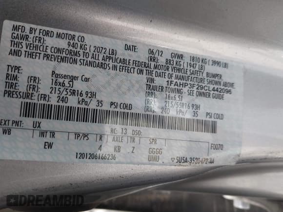 ✅ 2012 Ford Focus SE • VIN: 1FAHP3F29CL442096 • Лот: 43362058. Опубликован ранее на IAAI с пробегом 98 987 миль. Бесплатный доступ к архиву аукционных продаж из США и подробный отчёт об истории автомобиля на DreamBid. Изображение 9.