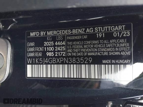 2023 Mercedes-Benz CLA 250 с VIN W1K5J4GBXPN383529, выставлен на аукционе IAAI как лот 42273185 с пробегом 20 829 миль миль и . История ставок и продаж доступна на DreamBid. Изображение 9.