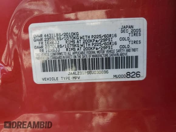 ✅ 2006 Mitsubishi Outlander LS • VIN: JA4LZ31F96U030696 • Lot: 70981305. Listed on Copart with 161,103 mi. Free auction sales archive from the USA and detailed vehicle history report at DreamBid. Image 14.