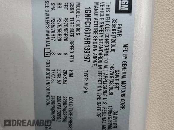 ✅ 2008 Chevrolet Suburban Commercial • VIN: 1GNFC16078R139197 • Lot: 79330764. Wystawiony na Copart z przebiegiem 291 325 mil. Bezpłatny archiwum sprzedaży aukcyjnych z USA i szczegółowy raport historii pojazdu na DreamBid. Zdjęcie 14.