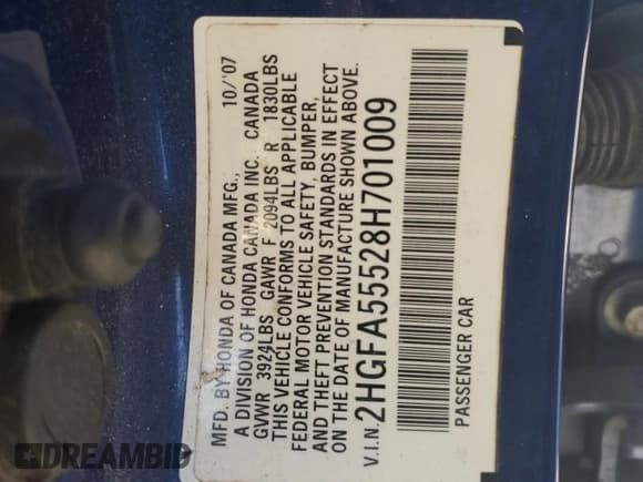 ✅ 2008 Honda Civic Si • VIN: 2HGFA55528H701009 • Лот: 92417215. Опубликован ранее на Copart с пробегом 139 478 миль. Бесплатный доступ к архиву аукционных продаж из США и подробный отчёт об истории автомобиля на DreamBid. Изображение 12.