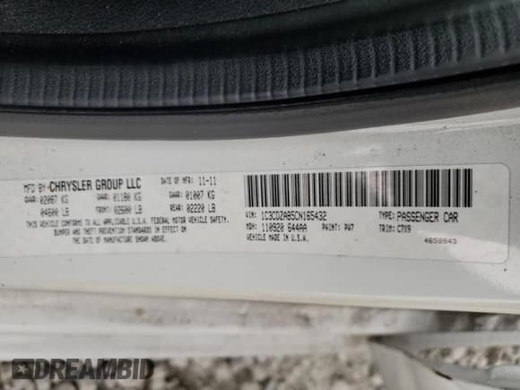 ✅ 2012 Dodge Avenger SE • VIN: 1C3CDZAB5CN165432 • Lot: 46808845. Wystawiony na Copart z przebiegiem 215 076 mil. Bezpłatny archiwum sprzedaży aukcyjnych z USA i szczegółowy raport historii pojazdu na DreamBid. Zdjęcie 13.