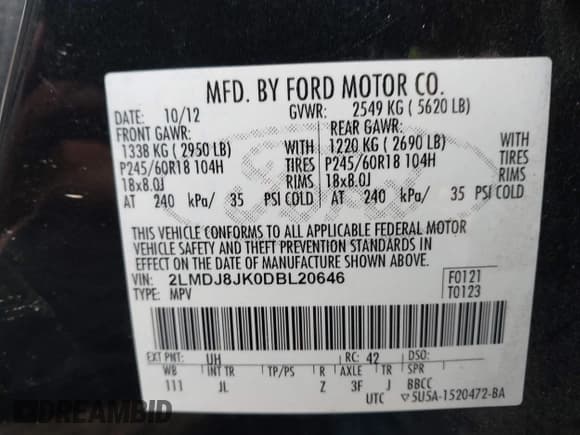 ✅ 2013 Lincoln MKX • VIN: 2LMDJ8JK0DBL20646 • Lot: 42806388. Wystawiony na IAAI z przebiegiem 186 753 mil. Bezpłatny archiwum sprzedaży aukcyjnych z USA i szczegółowy raport historii pojazdu na DreamBid. Zdjęcie 9.