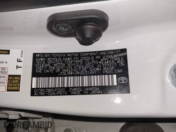 2022 Toyota Prius LE с VIN JTDL9MFU9N3031497, выставлен на аукционе IAAI как лот 42219494 с пробегом 137 152 миль миль и . История ставок и продаж доступна на DreamBid. Изображение 9.