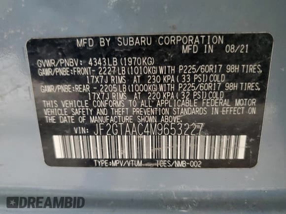 ✅ 2021 Subaru Crosstrek • VIN: JF2GTAAC4M9653227 • Лот: 48566505. Опубликован ранее на Copart с пробегом 51 543 миль. Бесплатный доступ к архиву аукционных продаж из США и подробный отчёт об истории автомобиля на DreamBid. Изображение 13.