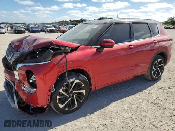 2023 Mitsubishi Outlander SEL z VIN JA4J3VA86PZ045473, wystawiony jako Copart lot #88033995 z przebiegiem 19 492 mil mil oraz Szkoda całkowita • Salvage title. Historia ofert i sprzedaży dostępna na DreamBid. Obrazek 1.