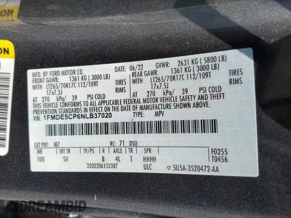 ✅ 2022 Ford Bronco • VIN: 1FMDE5CP6NLB37020 • Лот: 81491585. Опубликован ранее на Copart с пробегом 29 796 миль. Бесплатный доступ к архиву аукционных продаж из США и подробный отчёт об истории автомобиля на DreamBid. Изображение 13.