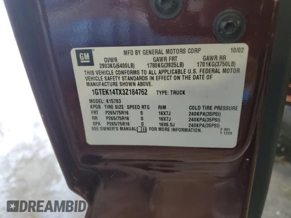 ✅ 2003 GMC Sierra 1500 SLE • VIN: 1GTEK14TX3Z184762 • Лот: 53380935. Опубликован ранее на Copart с пробегом Не указан. Бесплатный доступ к архиву аукционных продаж из США и подробный отчёт об истории автомобиля на DreamBid. Изображение 12.