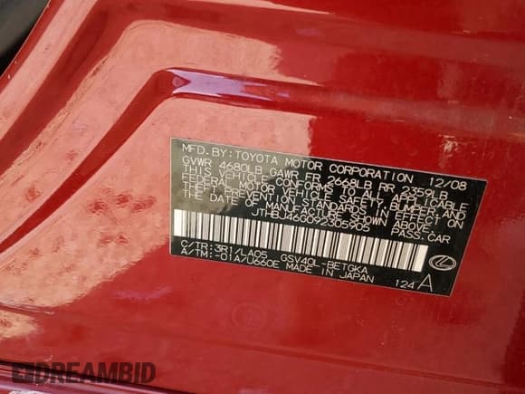 ✅ 2009 Lexus ES 330 • VIN: JTHBJ46G092305905 • Лот: 55516984. Опубликован ранее на Copart с пробегом 165 557 миль. Бесплатный доступ к архиву аукционных продаж из США и подробный отчёт об истории автомобиля на DreamBid. Изображение 12.