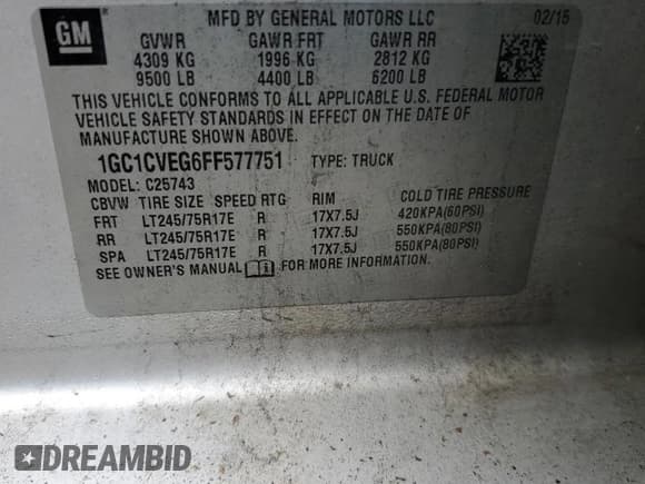 ✅ 2015 Chevrolet Silverado 2500HD LT • VIN: 1GC1CVEG6FF577751 • Lot: 46105205. Wystawiony na Copart z przebiegiem 226 829 mil. Bezpłatny archiwum sprzedaży aukcyjnych z USA i szczegółowy raport historii pojazdu na DreamBid. Zdjęcie 12.