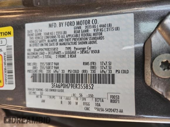 ✅ 2014 Ford Fusion SE • VIN: 3FA6P0H79ER355852 • Lot: 92092495. Listed on Copart with 138,000 mi. Free auction sales archive from the USA and detailed vehicle history report at DreamBid. Image 12.