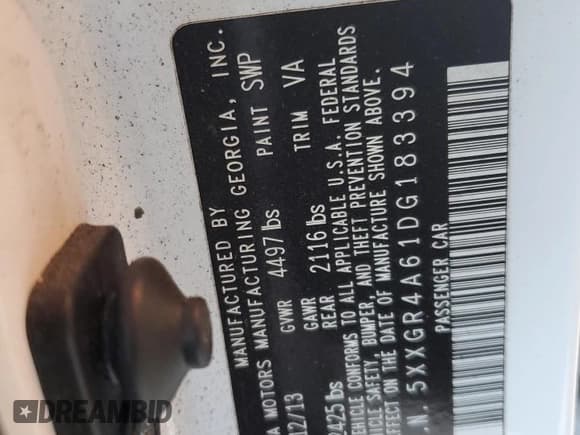 ✅ 2013 Kia Optima SX • VIN: 5XXGR4A61DG183394 • Lot: 91253305. Listed on Copart with 112,688 mi. Free auction sales archive from the USA and detailed vehicle history report at DreamBid. Image 12.