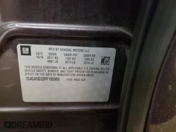 ✅ 2015 Buick LaCrosse • VIN: 1G4GA5G32FF185968 • Лот: 58894302. Опубликован ранее на Copart с пробегом 78 418 миль. Бесплатный доступ к архиву аукционных продаж из США и подробный отчёт об истории автомобиля на DreamBid. Изображение 10.