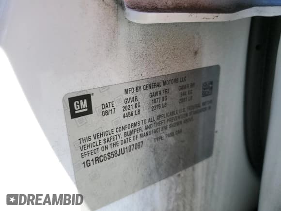 ✅ 2018 Chevrolet Volt LT • VIN: 1G1RC6S58JU107097 • Lot: 78300994. Wystawiony na Copart z przebiegiem 42 358 mil. Bezpłatny archiwum sprzedaży aukcyjnych z USA i szczegółowy raport historii pojazdu na DreamBid. Zdjęcie 12.