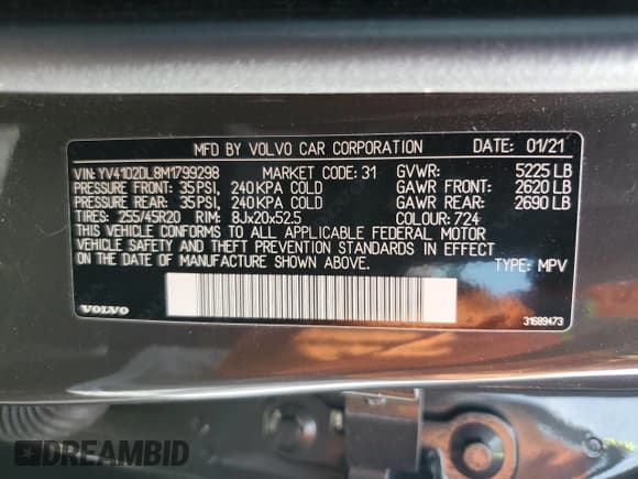 ✅ 2021 Volvo XC60 Inscription • VIN: YV4102DL8M1799298 • Лот: 62209295. Опубликован ранее на Copart с пробегом 48 300 миль. Бесплатный доступ к архиву аукционных продаж из США и подробный отчёт об истории автомобиля на DreamBid. Изображение 13.