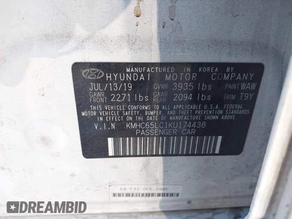 ✅ 2019 Hyundai Ioniq Blue • VIN: KMHC65LC1KU174438 • Lot: 41490500. Wystawiony na IAAI z przebiegiem Nie podano. Bezpłatny archiwum sprzedaży aukcyjnych z USA i szczegółowy raport historii pojazdu na DreamBid. Zdjęcie 9.