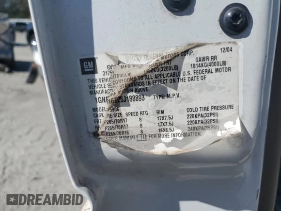 ✅ 2005 Chevrolet Suburban LT • VIN: 1GNEC16Z25J188893 • Лот: 76915044. Опубликован ранее на Copart с пробегом 340 273 миль. Бесплатный доступ к архиву аукционных продаж из США и подробный отчёт об истории автомобиля на DreamBid. Изображение 14.