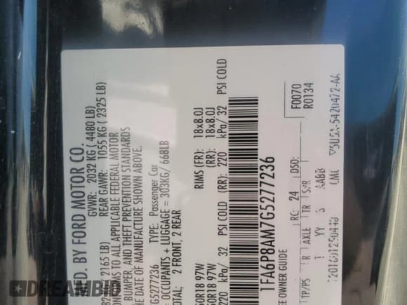 ✅ 2016 Ford Mustang V6 • VIN: 1FA6P8AM7G5277236 • Lot: 71730105. Wystawiony na Copart z przebiegiem 117 515 mil. Bezpłatny archiwum sprzedaży aukcyjnych z USA i szczegółowy raport historii pojazdu na DreamBid. Zdjęcie 13.