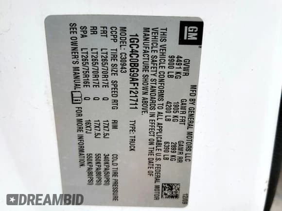 ✅ 2010 Chevrolet Silverado 1500 • VIN: 1GC4C0BG9AF121711 • Лот: 56764535. Опубликован ранее на Copart с пробегом 127 280 миль. Бесплатный доступ к архиву аукционных продаж из США и подробный отчёт об истории автомобиля на DreamBid. Изображение 12.