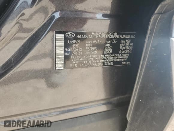 ✅ 2022 Hyundai Santa Fe Calligraphy • VIN: 5NMS5DAL0NH375615 • Lot: 63292664. Wystawiony na Copart z przebiegiem 39 285 mil. Bezpłatny archiwum sprzedaży aukcyjnych z USA i szczegółowy raport historii pojazdu na DreamBid. Zdjęcie 12.