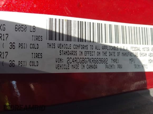 ✅ 2019 Dodge Grand Caravan SE • VIN: 2C4RDGBG7KR669602 • Lot: 43723283. Listed on IAAI with 82,967 mi. Free auction sales archive from the USA and detailed vehicle history report at DreamBid. Image 9.