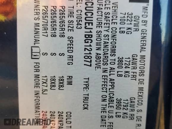 ✅ 2011 Chevrolet Silverado 1500 1HY • VIN: 3GCUCUEJ1BG121877 • Lot: 84405664. Listed on Copart with 88,304 mi. Free auction sales archive from the USA and detailed vehicle history report at DreamBid. Image 14.