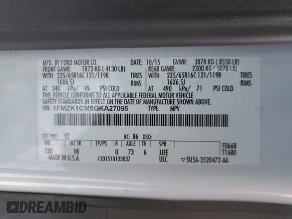 ✅ 2016 Ford Transit XL • VIN: 1FMZK1CM5GKA27095 • Lot: 88112265. Wystawiony na Copart z przebiegiem 73 951 mil. Bezpłatny archiwum sprzedaży aukcyjnych z USA i szczegółowy raport historii pojazdu na DreamBid. Zdjęcie 13.