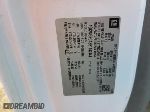 ✅ 2014 Chevrolet Express Cargo • VIN: 1GCWGFCA8E1147441 • Lot: 54336595. Listed on Copart with 143,473 mi. Free auction sales archive from the USA and detailed vehicle history report at DreamBid. Image 13.