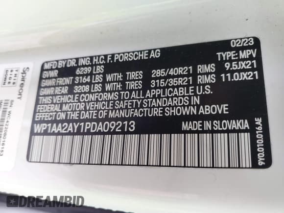 ✅ 2023 Porsche Cayenne • VIN: WP1AA2AY1PDA09213 • Lot: 40795024. Wystawiony na IAAI z przebiegiem 22 522 mil. Bezpłatny archiwum sprzedaży aukcyjnych z USA i szczegółowy raport historii pojazdu na DreamBid. Zdjęcie 9.