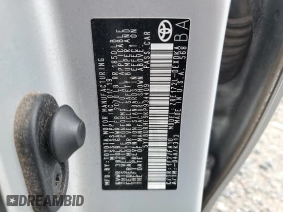 ✅ 2019 Toyota Corolla L • VIN: 5YFBURHE9KP934409 • Lot: 85095295. Listed on Copart with 141,758 mi. Free auction sales archive from the USA and detailed vehicle history report at DreamBid. Image 13.