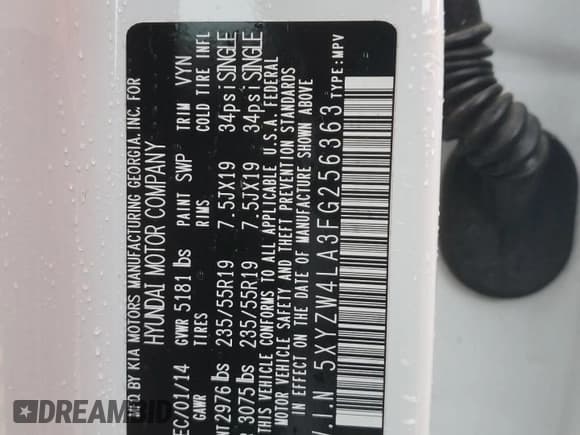 ✅ 2015 Hyundai Santa Fe • VIN: 5XYZW4LA3FG256363 • Лот: 47117343. Опубликован ранее на Copart с пробегом 90 618 миль. Бесплатный доступ к архиву аукционных продаж из США и подробный отчёт об истории автомобиля на DreamBid. Изображение 13.