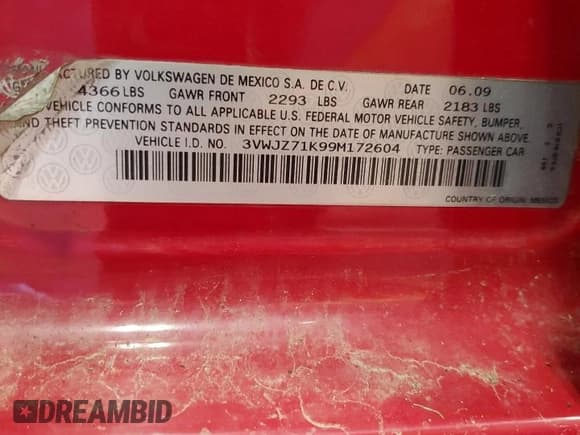 ✅ 2009 Volkswagen Jetta S • VIN: 3VWJZ71K99M172604 • Лот: 91551025. Опубликован ранее на Copart с пробегом 155 451 миль. Бесплатный доступ к архиву аукционных продаж из США и подробный отчёт об истории автомобиля на DreamBid. Изображение 12.