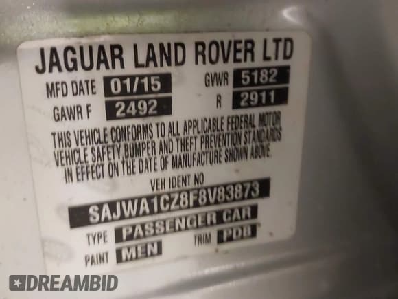 ✅ 2015 Jaguar XJ • VIN: SAJWA1CZ8F8V83873 • Лот: 41271111. Опубликован ранее на IAAI с пробегом 94 830 миль. Бесплатный доступ к архиву аукционных продаж из США и подробный отчёт об истории автомобиля на DreamBid. Изображение 9.