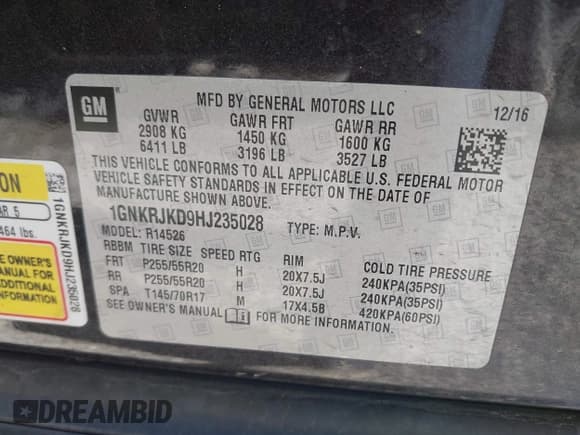 ✅ 2017 Chevrolet Traverse Premier • VIN: 1GNKRJKD9HJ235028 • Lot: 43579008. Wystawiony na IAAI z przebiegiem 186 330 mil. Bezpłatny archiwum sprzedaży aukcyjnych z USA i szczegółowy raport historii pojazdu na DreamBid. Zdjęcie 9.