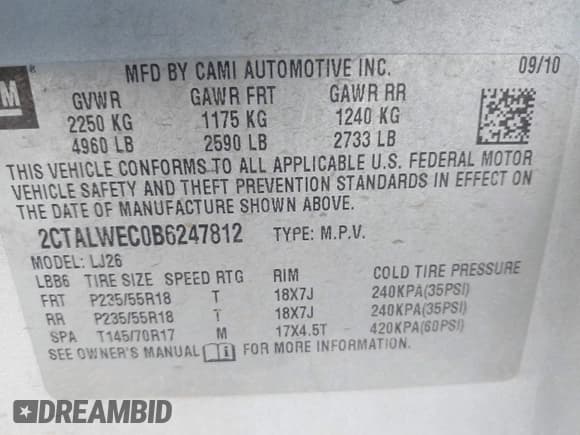 ✅ 2011 GMC Terrain SLT-2 • VIN: 2CTALWEC0B6247812 • Lot: 42269474. Listed on IAAI with 158,879 mi. Free auction sales archive from the USA and detailed vehicle history report at DreamBid. Image 9.