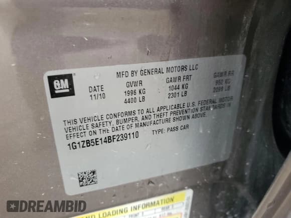 ✅ 2011 Chevrolet Malibu 1LS • VIN: 1G1ZB5E14BF239110 • Лот: 57790005. Опубликован ранее на Copart с пробегом 176 823 миль. Бесплатный доступ к архиву аукционных продаж из США и подробный отчёт об истории автомобиля на DreamBid. Изображение 12.