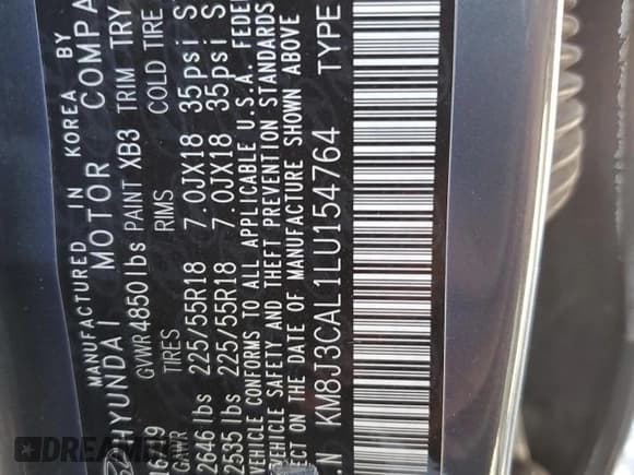 ✅ 2020 Hyundai Tucson Ultimate • VIN: KM8J3CAL1LU154764 • Lot: 82406455. Listed on Copart with 65,486 mi. Free auction sales archive from the USA and detailed vehicle history report at DreamBid. Image 13.