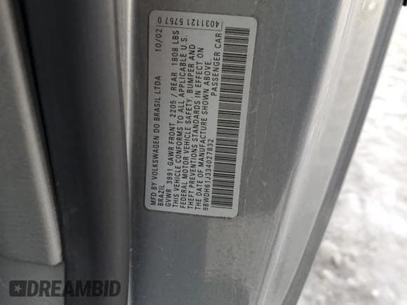 ✅ 2003 Volkswagen Golf GTI • VIN: 9BWDH61J334027832 • Lot: 84059104. Wystawiony na Copart z przebiegiem 153 706 mil. Bezpłatny archiwum sprzedaży aukcyjnych z USA i szczegółowy raport historii pojazdu na DreamBid. Zdjęcie 12.