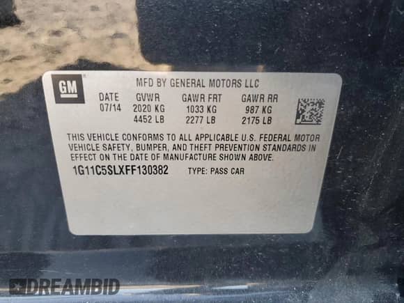 ✅ 2015 Chevrolet Malibu LT • VIN: 1G11C5SLXFF130382 • Lot: 85382765. Wystawiony na Copart z przebiegiem 182 011 mil. Bezpłatny archiwum sprzedaży aukcyjnych z USA i szczegółowy raport historii pojazdu na DreamBid. Zdjęcie 12.