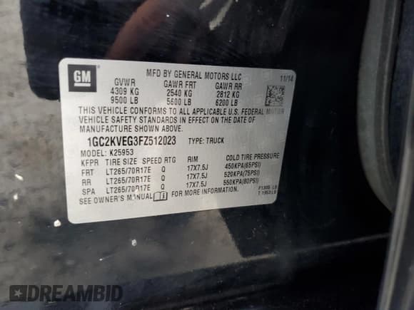 ✅ 2015 Chevrolet Silverado 2500HD LT • VIN: 1GC2KVEG3FZ512023 • Lot: 68147805. Wystawiony na Copart z przebiegiem 233 371 mil. Bezpłatny archiwum sprzedaży aukcyjnych z USA i szczegółowy raport historii pojazdu na DreamBid. Zdjęcie 12.